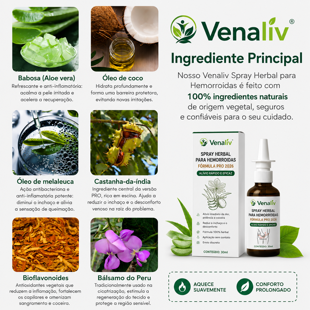 Ingredientes naturais do Spray Herbal PRO